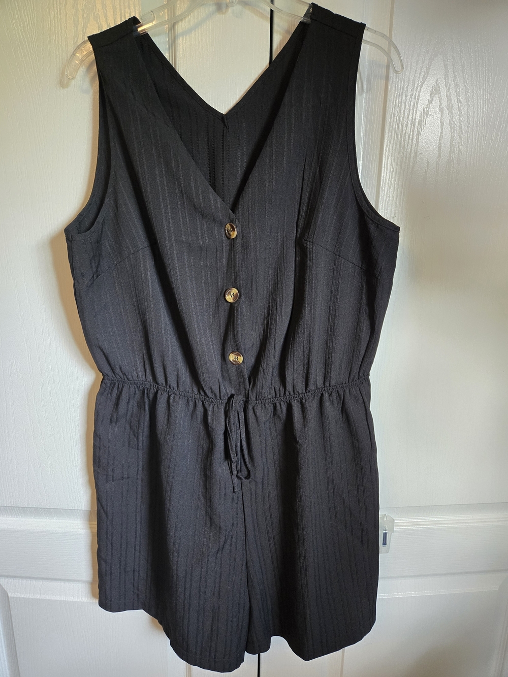 SHEIN Curve Black Textured Romper - 1XL